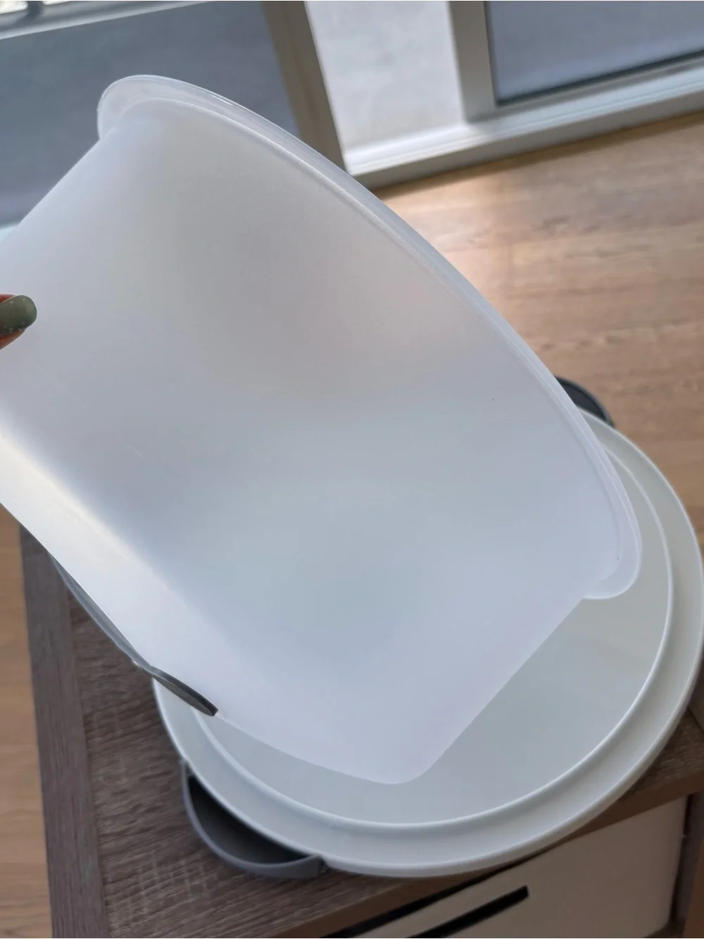 Sterilite Semi Transparent Cake Carrier with Gray Handle